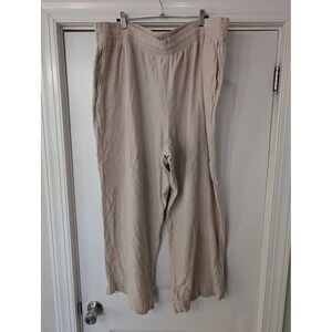 Old Navy Womens XXL High Rise Wide Leg Linen Blend Pants Flax Beige coastal